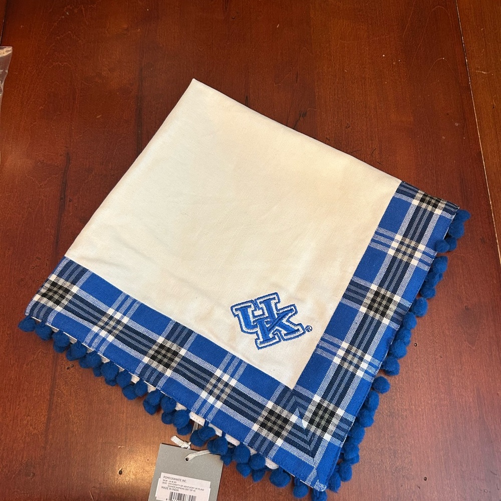 University of Kentucky UK Blue and White Plaid Pomegranate Napkins (set of 4)